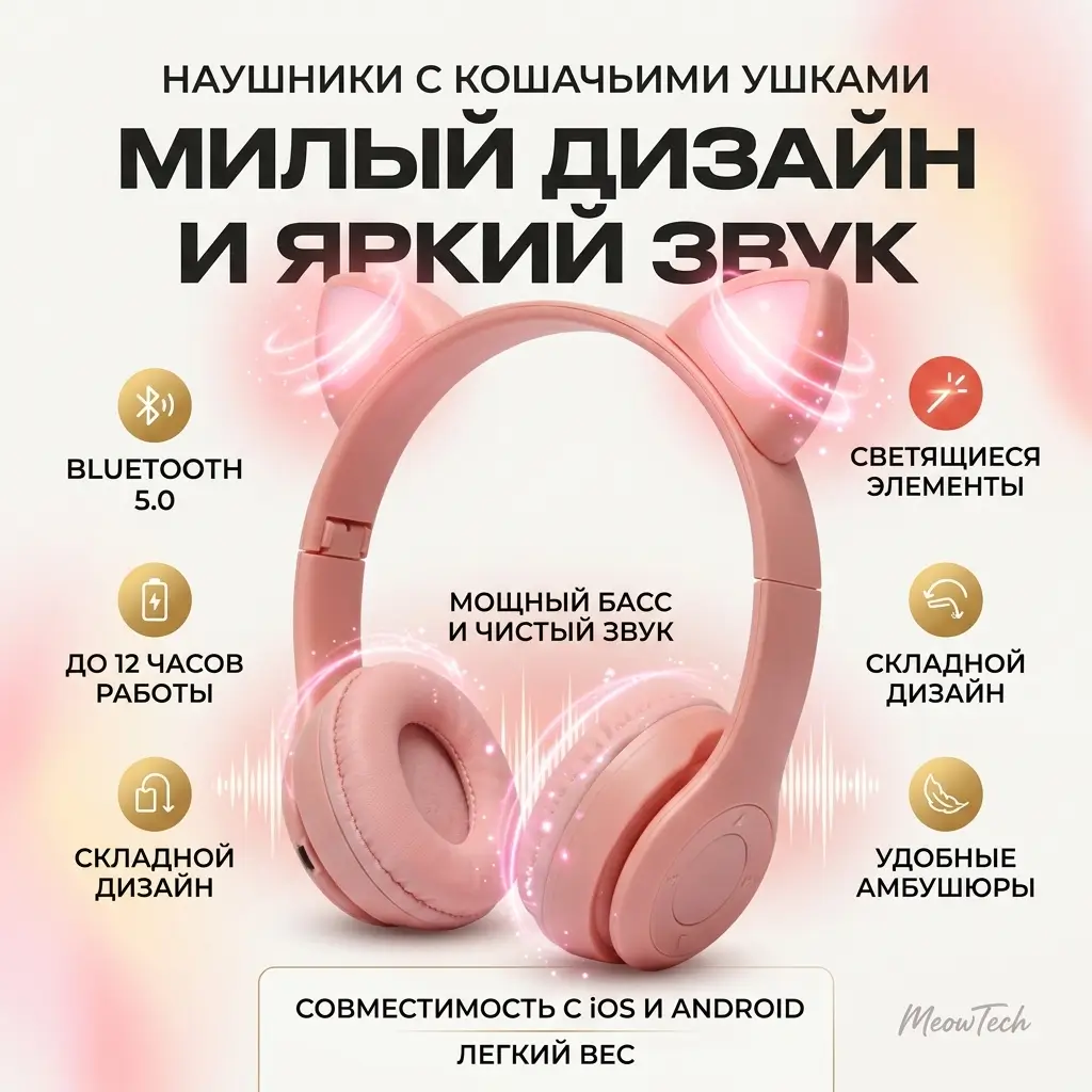 Карточка наушников с инфографикой